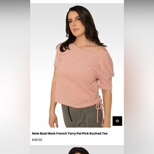 Standards & Practices Nola Boat Neck French Terry Pal Pink Ruched Tee